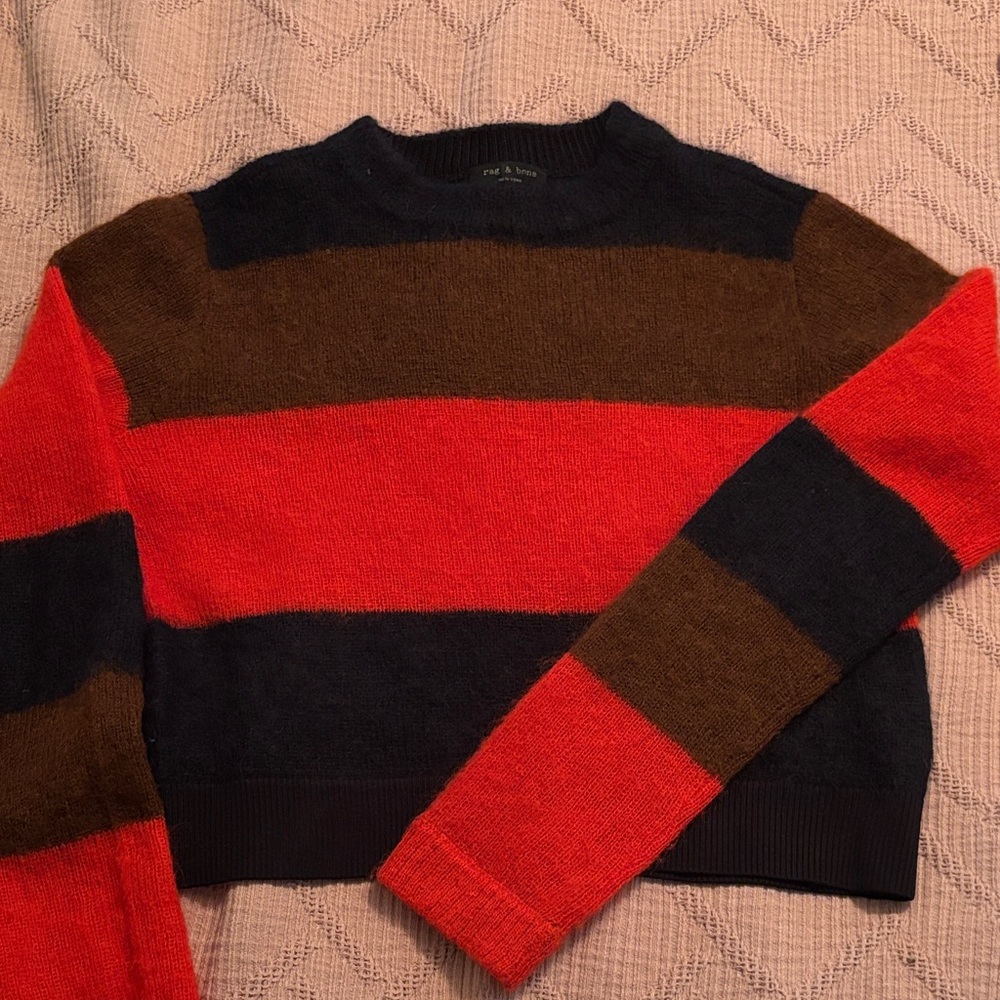 Rag & Bone Petra Striped Red and Brown Sweater